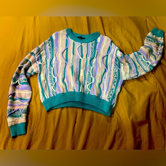 Forever 21 Knitted Pastel Crop Retro Sweater - Picture 1 of 3